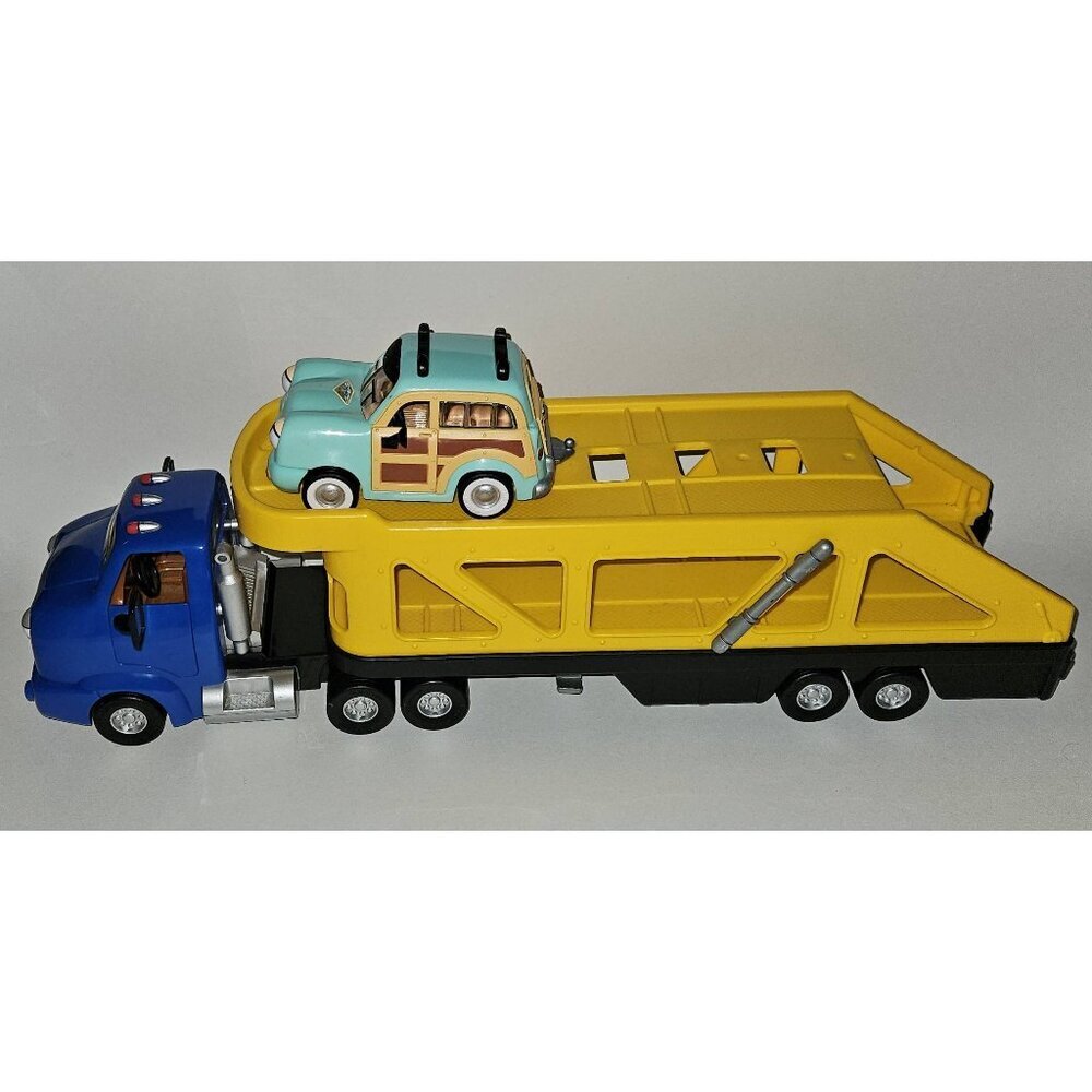 2 Chevron Cars Lot Cary Carrier Blue Truck Cab Trailer Hauler 14 Woody Wagon 16
